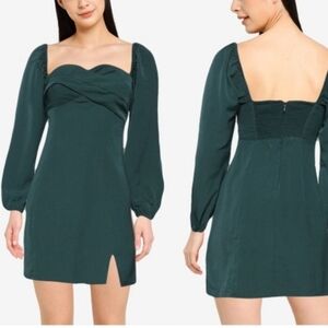 🔆 Abercrombie & Fitch Long Sleeve Teal Mini Dress, Petite Small NWT